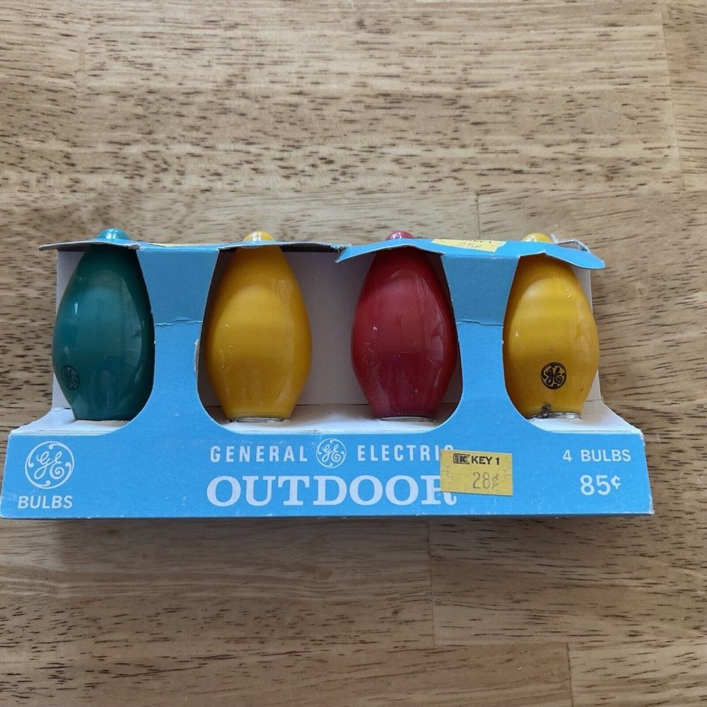 Vintage GE General Electric Christmas Light Bulbs Outdoor Multi Color Red Green‎